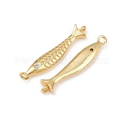 Подвески-рыбки с латунным паве из кубического циркония&nbsp;KK-L255-11G