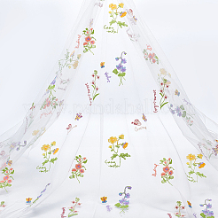 2 ярд полиэстеровой вышивки 3D цветочная сетчатая ткань&nbsp;DIY-WH0622-383A