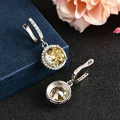 925 серьги-кольца из стерлингового серебра с микропаве из кубических цирконий&nbsp;EJEW-F371-01B-02