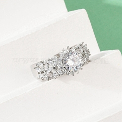 Регулируемые манжеты-кольца из латуни с микропаве из кубического циркония для женщин&nbsp;RJEW-C129-04P