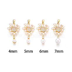 Подвески-булавки с микропаве из кубических цирконий и эмали в форме чаши и жемчуга KK-T079-48G