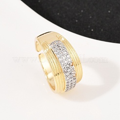 Латунные кольца из манжеты с прозрачным цирконием&nbsp;RJEW-C140-15G