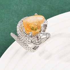 Кольца-манжеты из натурального желтого кварца змеиного цвета RJEW-K286-10P-01