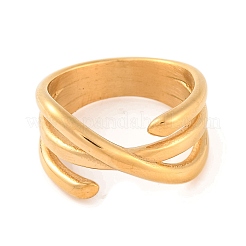 Ионное покрытие (ip) 304 нержавеющая сталь крест-накрест перстни для женщин RJEW-S414-71B-G