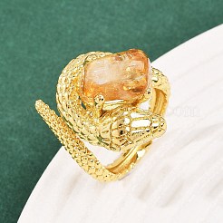 Кольца-манжеты из натурального желтого кварца змеиного цвета&nbsp;RJEW-K286-10G-01