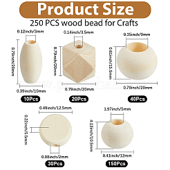 5 стиль необработанные деревянные бусины&nbsp;WOOD-PA0001-21