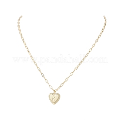 Сердце с буквой латунный кулон скрепка цепочка ожерелья NJEW-JN05379-04