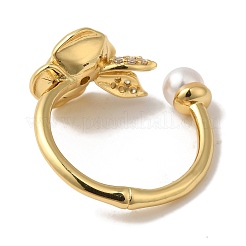 Кольца-манжеты из латуни с покрытием Rose Pave RJEW-G323-03G