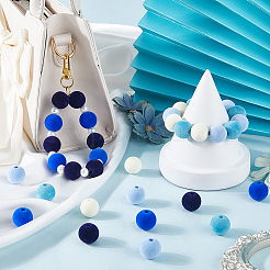 50 шт. 5-х цветные флокированные пластиковые бусины&nbsp;KY-SC0002-31