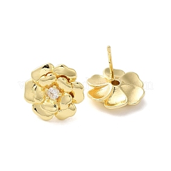 Серьги-гвоздики из латуни с микропаве из прозрачного кубического циркония&nbsp;LS-EJEW-U012-01A-G