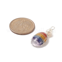 Подвески из медной проволоки с натуральными смешанными драгоценными камнями и чакрами PALLOY-JF02046-02