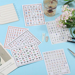 6 лист пластиковых наклеек для дизайна ногтей с узором маджонг 6 стиля&nbsp;MRMJ-CA0001-59