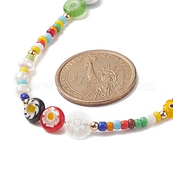 Ожерелье из стеклянных бусин из натурального жемчуга NJEW-JN04160