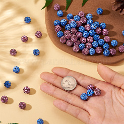 100 шт. 2-цветные бусины из полимерной глины ручной работы со стразами&nbsp;CLAY-TA0001-79A