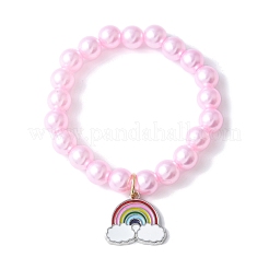 3шт 3 цвета АБС пластик имитация жемчуга тянущиеся браслеты&nbsp;BJEW-JB11585