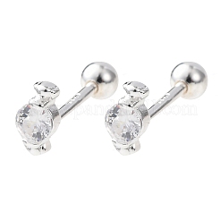 Серьги-гвоздики Candy 925 из стерлингового серебра с микропаве из прозрачных кубических цирконий&nbsp;EJEW-K317-14G