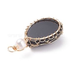 Подвески из медной проволоки из натурального обсидиана PALLOY-JF01398-05