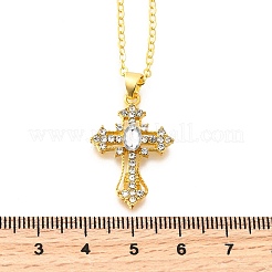 Сплав кристалл горный хрусталь религия крест кулон ожерелья для женщин мужчин&nbsp;NJEW-C089-03G