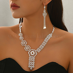 Элегантные комплекты из серег и ожерелий с кисточками из полого цветка из сплава для женщин&nbsp;RI3755