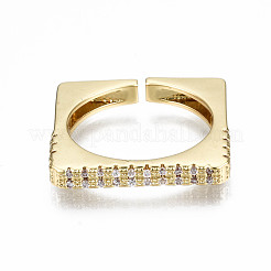 Латунные кольца из манжеты с прозрачным цирконием RJEW-Q161-011-NF