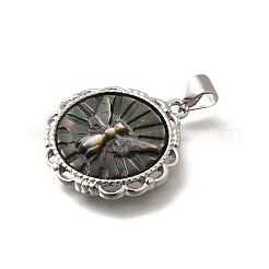 Латунь с резными подвесками из натуральных ракушек&nbsp;KK-Z091-01P-01