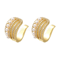 Серьги-каффы из латуни с микропаве из кубического циркония EJEW-H143-29G