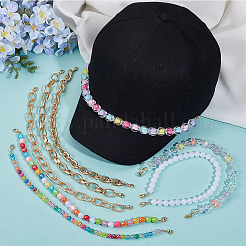 8 шт. 8 стиля акриловые бусины и алюминиевые тросовые цепи цепочка для бейсболки&nbsp;HJEW-SC0002-46