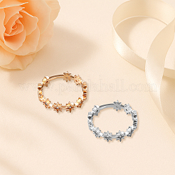 2 шт. 2-х цветные латунные кольца с микропаве из кубического циркония для женщин RJEW-HY0001-11