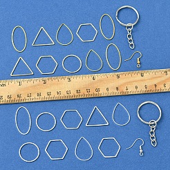 Наборы для самостоятельного изготовления шестиугольных/каплевидных/треугольных латунных сережек-подвесок&nbsp;DIY-FS0007-62