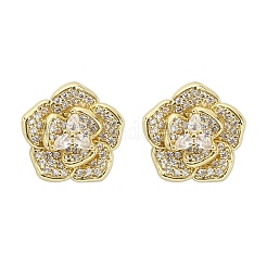 Серьги-гвоздики из латуни с микро-паве и прозрачным фианитом EJEW-M082-19G