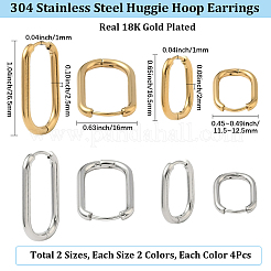 8 пара овальных серег-колец из нержавеющей стали 304 в 4 стилях EJEW-SC0001-75