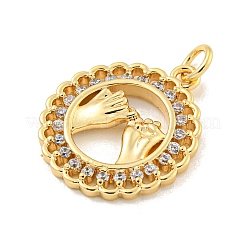 Латунные микропаве прозрачные подвески с фианитом&nbsp;LS-KK-U007-01G-06