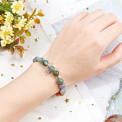 2 нити круглых бусин из натурального индийского агата G-OC0002-32