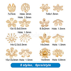 48 шт. 8 стиля латунных колпачков для бусин KK-AR0004-11