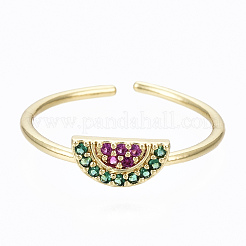 Латунные микро проложить манжеты кольца кубического циркония RJEW-S045-061-NR