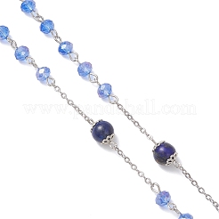 Круглые четки из натурального лазурита и стекла&nbsp;NJEW-JN05717