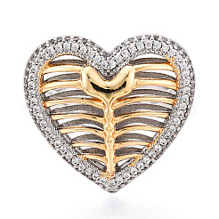 Латунные микропаве кубические цирконии регулируемые открытые манжеты кольца для женщин RJEW-N051-06GP