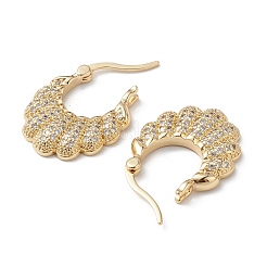 Серьги-кольца с цветком из прозрачного кубического циркония EJEW-M216-09G