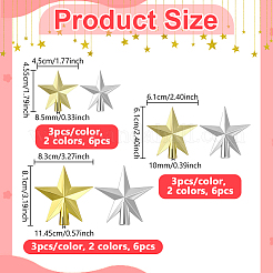18 шт. 6 стиля пластиковое украшение на верхушку елки в виде звезды&nbsp;AJEW-NB0008-02