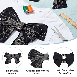 Декоративная отделка воротника из органзы с большим бантом и вышивкой AJEW-WH0518-41B