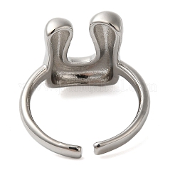 Латунное открытое кольцо-манжета для женщин с инициалами RJEW-N046-02U-P