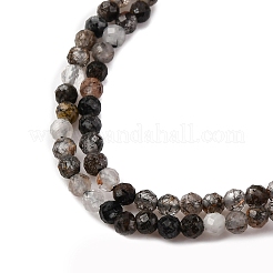 Нити бусин из натурального черного рутилированного кварца G-RM250104-C4