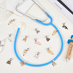 20 шт. 10 стиля кошачий сплав эмалированный стетоскоп подвеска украшения&nbsp;HJEW-GA00056