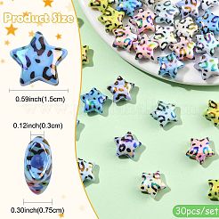 30 шт. 6-цветные непрозрачные акриловые бусины с УФ-покрытием&nbsp;OACR-FS0002-57