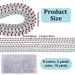 16 ярд 8-х цветных железных цепочек со стразами&nbsp;CH-NB0001-03