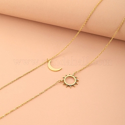 Двухслойные подвески-солнце и луна из нержавеющей стали 304 NJEW-Z081-02G