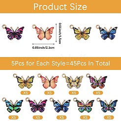 45шт 9 цвета легкие золотые подвески с эмалью&nbsp;ENAM-SZ0004-07