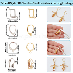 72 шт. 8 шт. фурнитура для сережек из нержавеющей стали 304 с застежкой-молнией&nbsp;STAS-SC0007-57
