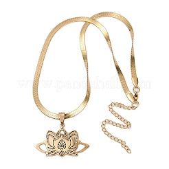 201 полое ожерелье с подвеской в виде цветка лотоса из нержавеющей стали чакры NJEW-K283-29G
