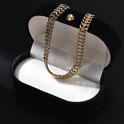 Ионное покрытие(ip) 304 нержавеющая сталь пшеничные цепочки ожерелья для женщин NJEW-U019-01G